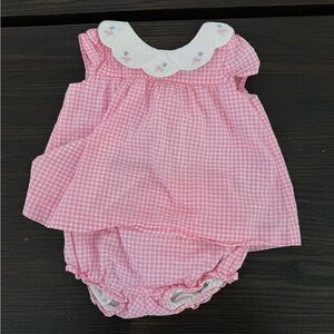 Janie and Jack Pink Gingham Baby Dress Set